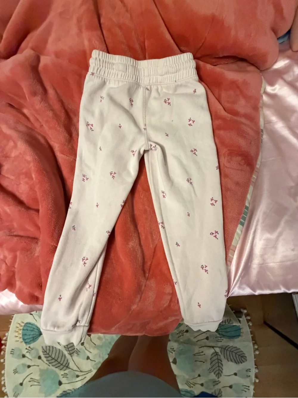 Girls' Light Pink Floral Zip Hoodie and matching sweatpants